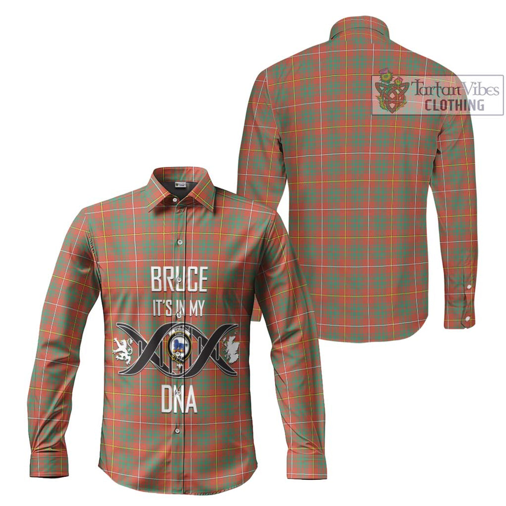 Bruce Ancient Tartan Long Sleeve Button Shirt with Family Crest DNA In Me Style Men's Shirt - Tartanvibesclothing Shop