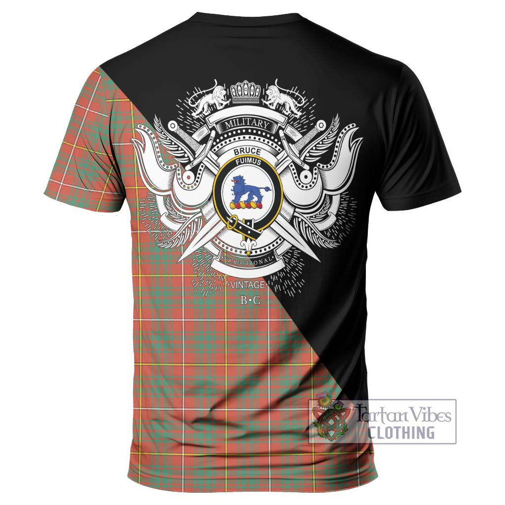 Bruce Ancient Tartan T-Shirt with Family Crest and Military Logo Style - Tartanvibesclothing Shop