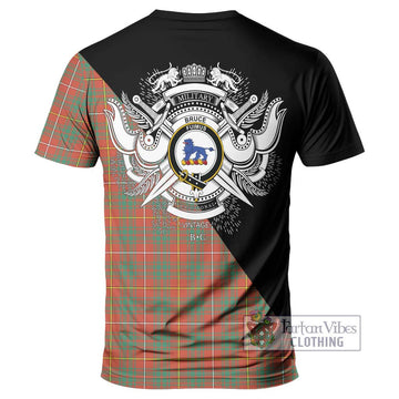 Bruce Ancient Tartan T-Shirt with Family Crest and Military Logo Style