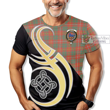 Bruce Ancient Tartan T-Shirt with Family Crest and Celtic Symbol Style