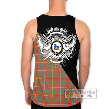 Bruce Ancient Tartan Men's Tank Top with Family Crest and Military Logo Style