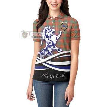 Bruce Ancient Tartan Women's Polo Shirt with Alba Gu Brath Regal Lion Emblem