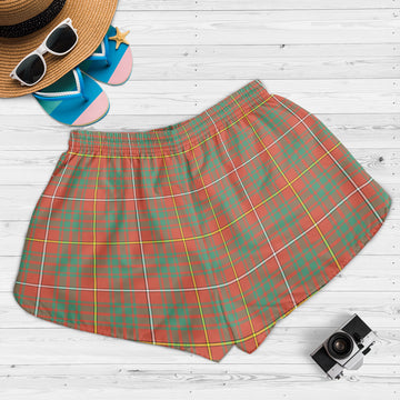 Bruce Ancient Tartan Womens Shorts with Family Crest