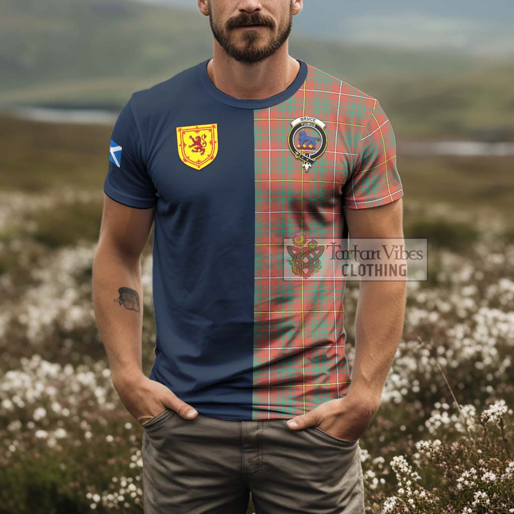 Tartan Vibes Clothing Bruce Ancient Tartan T-Shirt Alba with Scottish Lion Royal Arm Half Style