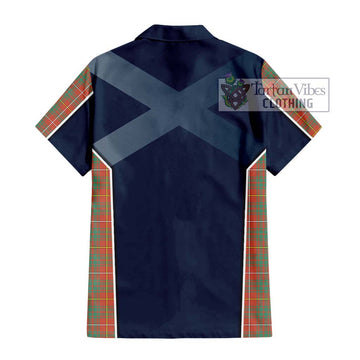 Bruce Ancient Tartan Short Sleeve Button Shirt with Family Crest and Lion Rampant Vibes Sport Style