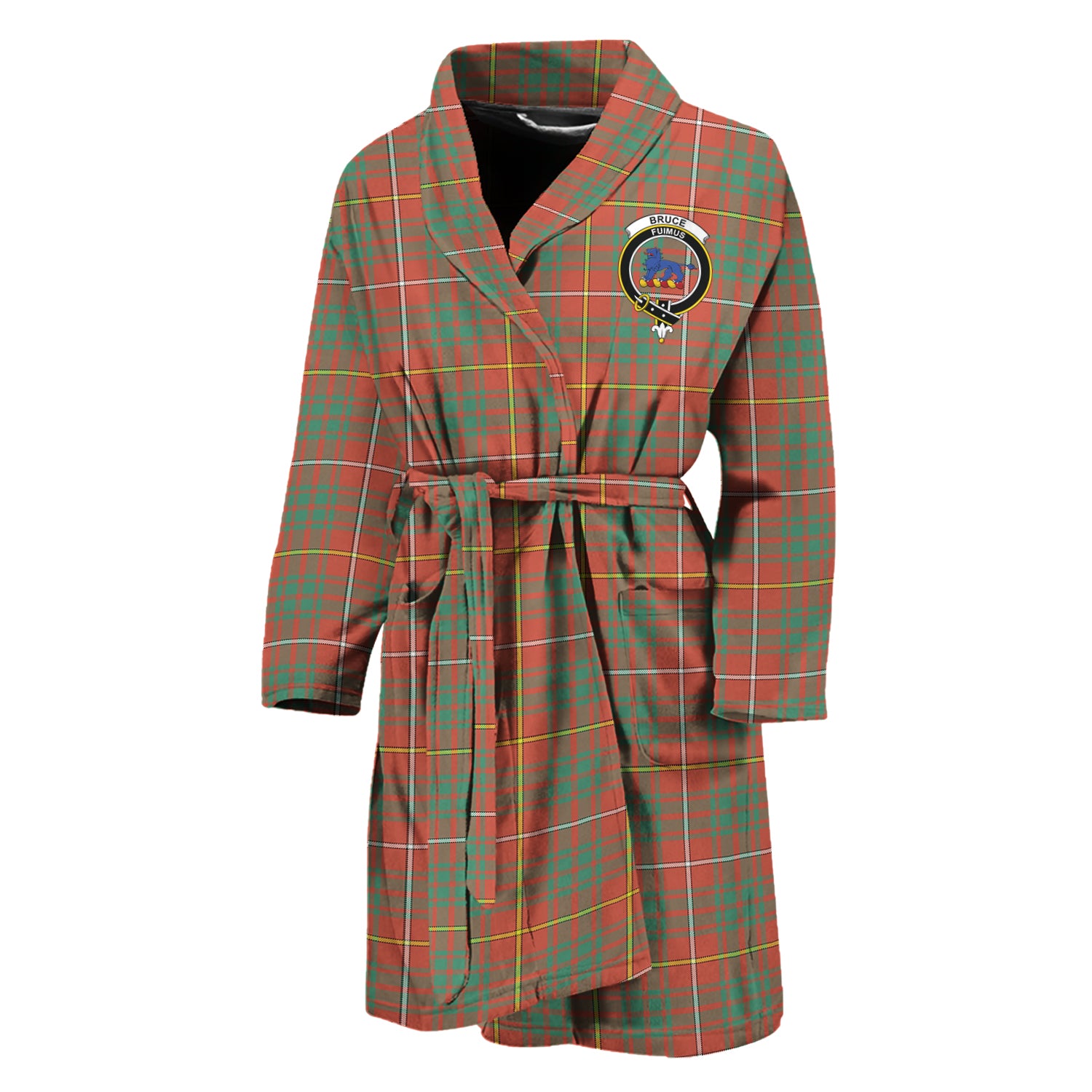 Bruce Ancient Tartan Bathrobe with Family Crest Unisex M - Tartan Vibes Clothing