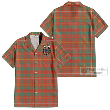 Bruce Ancient Tartan Cotton Hawaiian Shirt with Family Crest