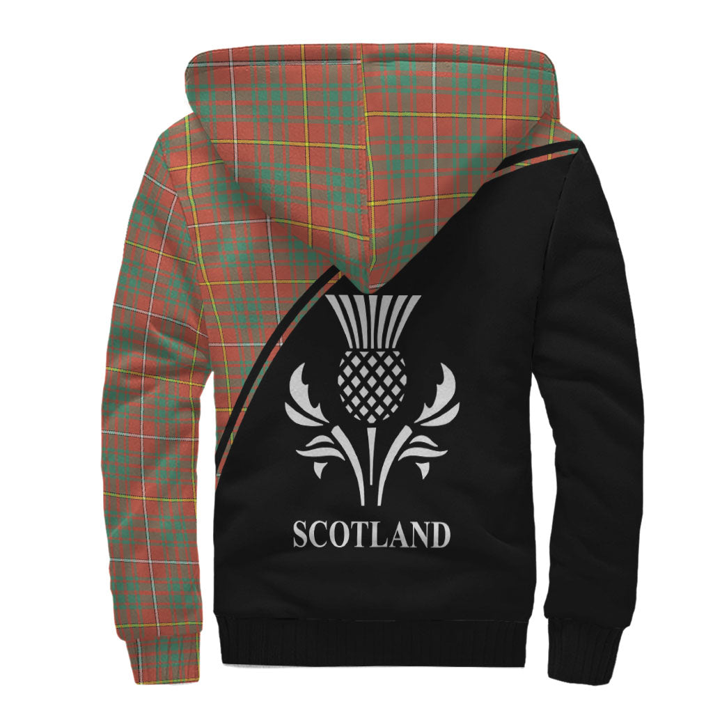 Bruce Ancient Tartan Sherpa Hoodie with Family Crest Curve Style - Tartanvibesclothing