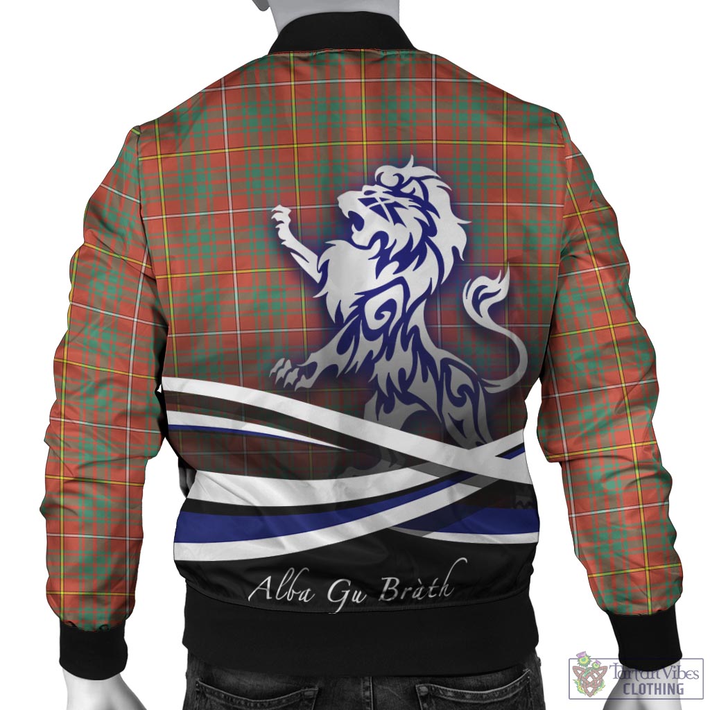 Tartan Vibes Clothing Bruce Ancient Tartan Bomber Jacket with Alba Gu Brath Regal Lion Emblem