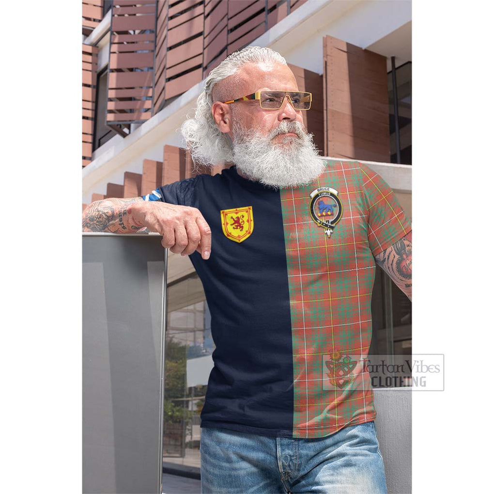 Tartan Vibes Clothing Bruce Ancient Tartan Cotton T-shirt with Scottish Lion Royal Arm Half Style