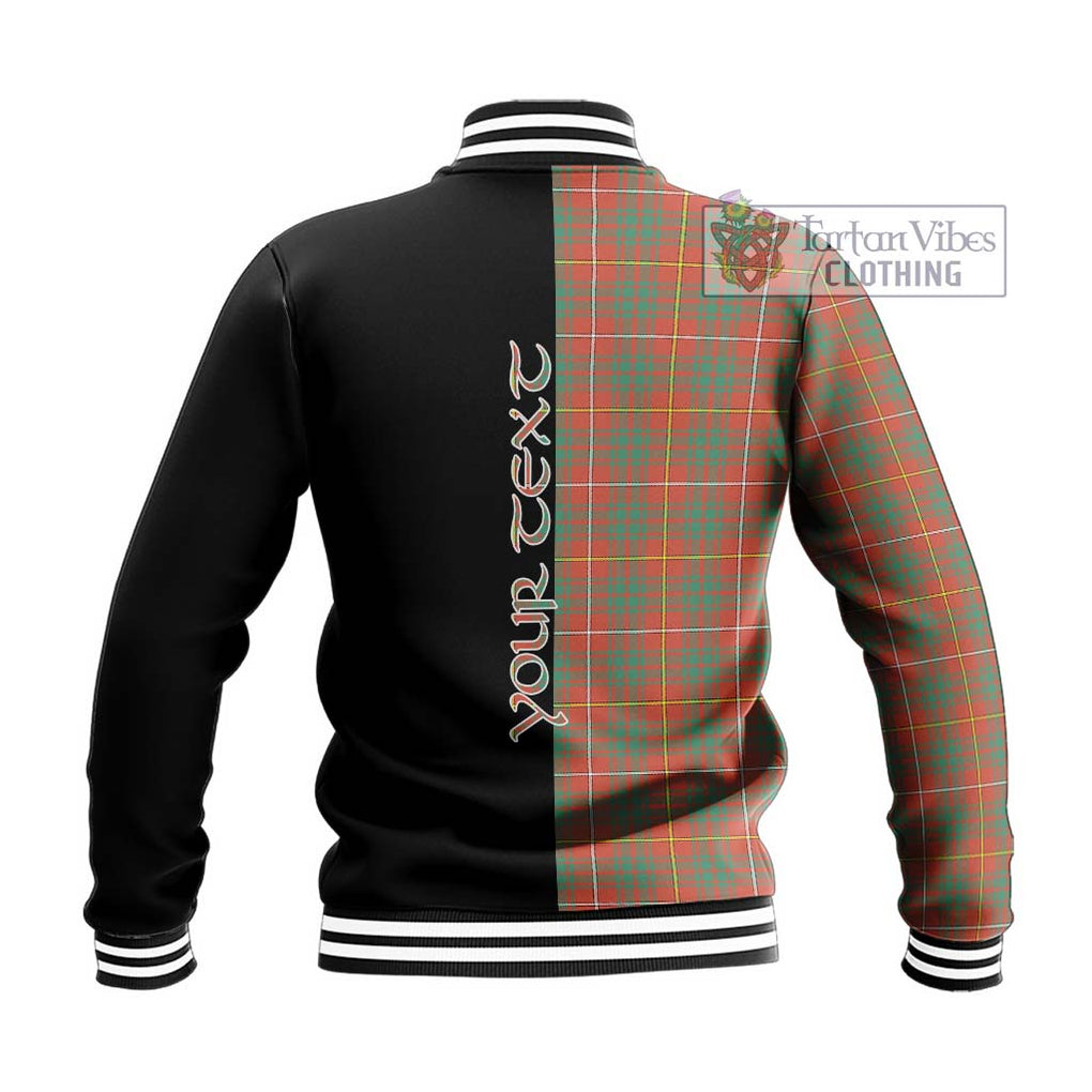 Bruce Ancient Tartan Baseball Jacket with Family Crest and Half Of Me Style - Tartanvibesclothing Shop