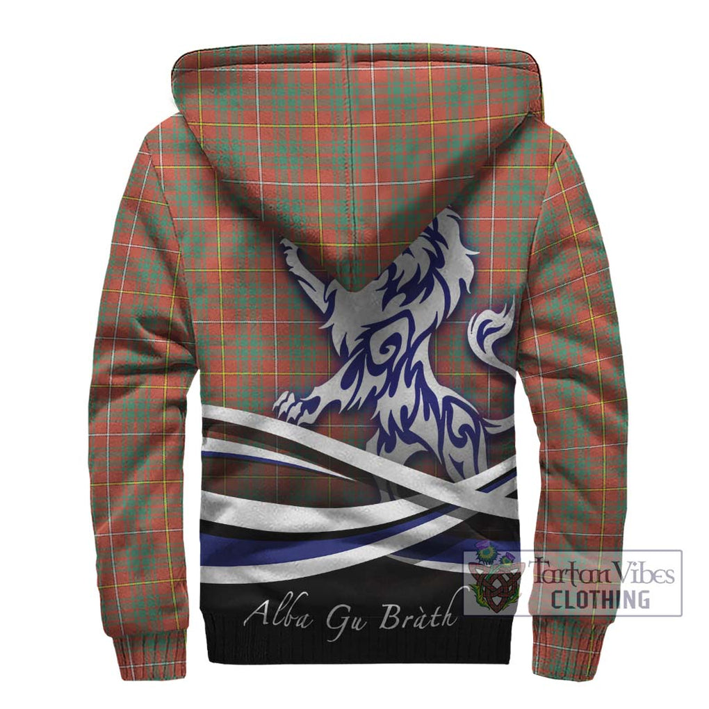 Bruce Ancient Tartan Sherpa Hoodie with Alba Gu Brath Regal Lion Emblem - Tartanvibesclothing Shop