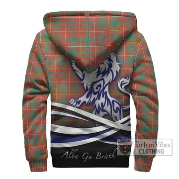 Bruce Ancient Tartan Sherpa Hoodie with Alba Gu Brath Regal Lion Emblem