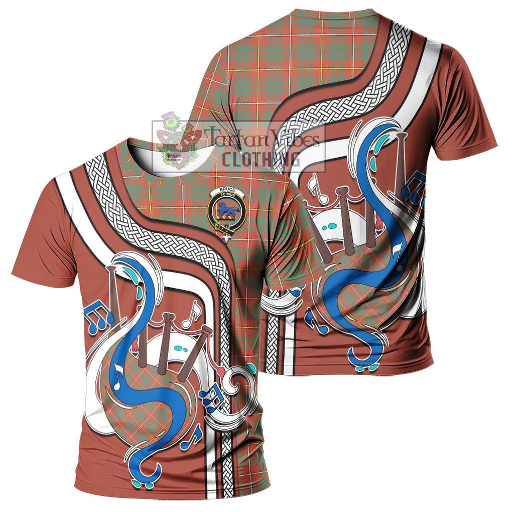 Bruce Ancient Tartan T-Shirt with Epic Bagpipe Style - Tartanvibesclothing Shop