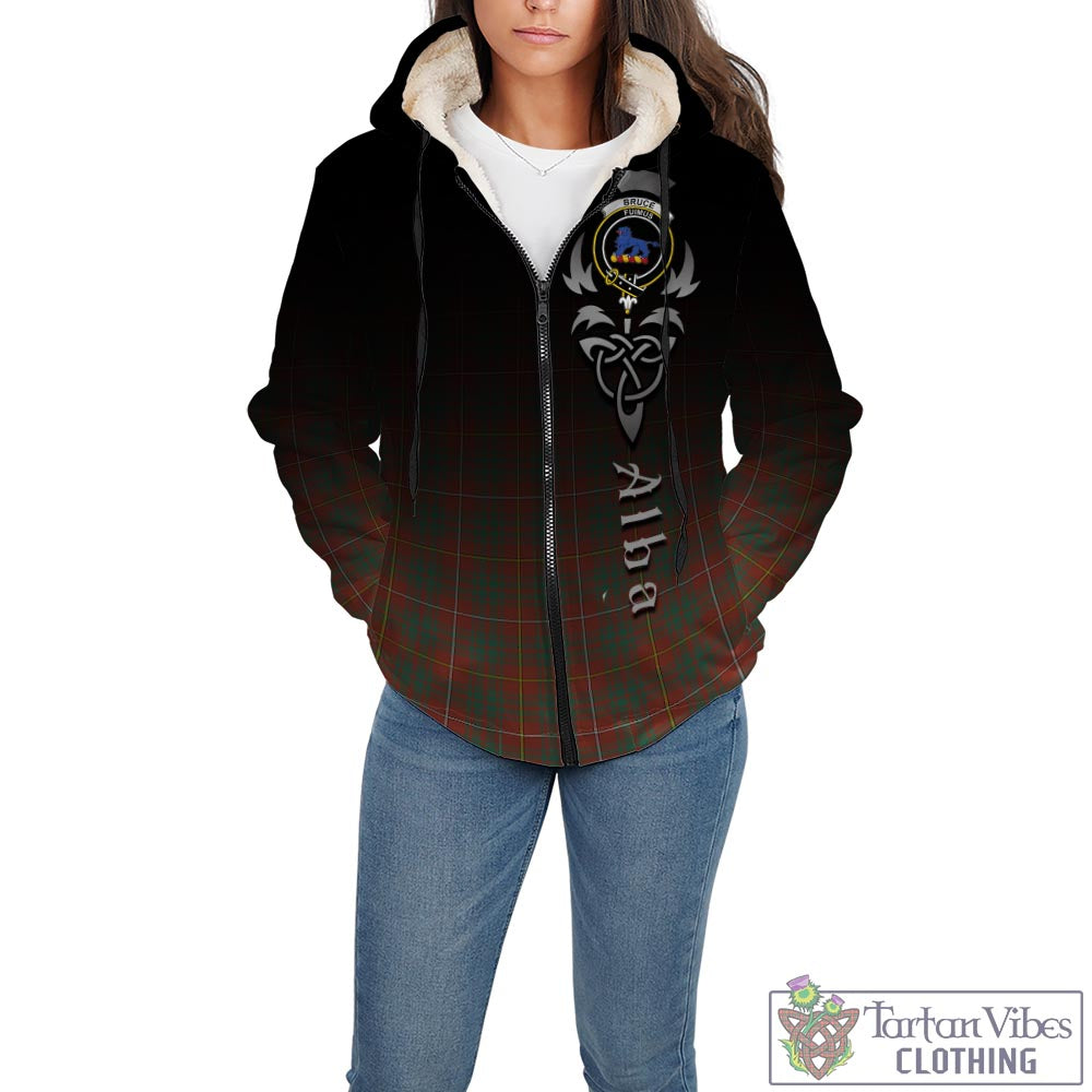 Tartan Vibes Clothing Bruce Ancient Tartan Sherpa Hoodie Featuring Alba Gu Brath Family Crest Celtic Inspired