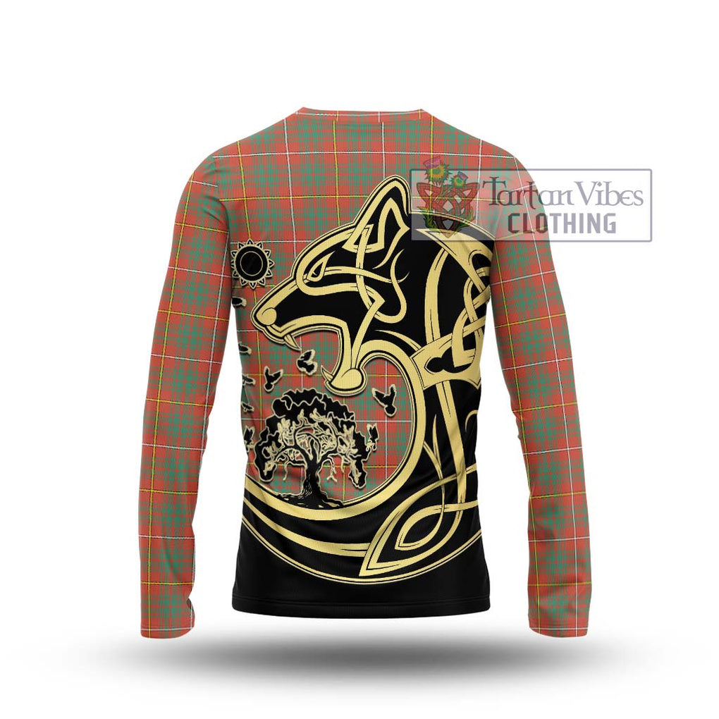 Bruce Ancient Tartan Long Sleeve T-Shirt with Family Crest Celtic Wolf Style - Tartan Vibes Clothing