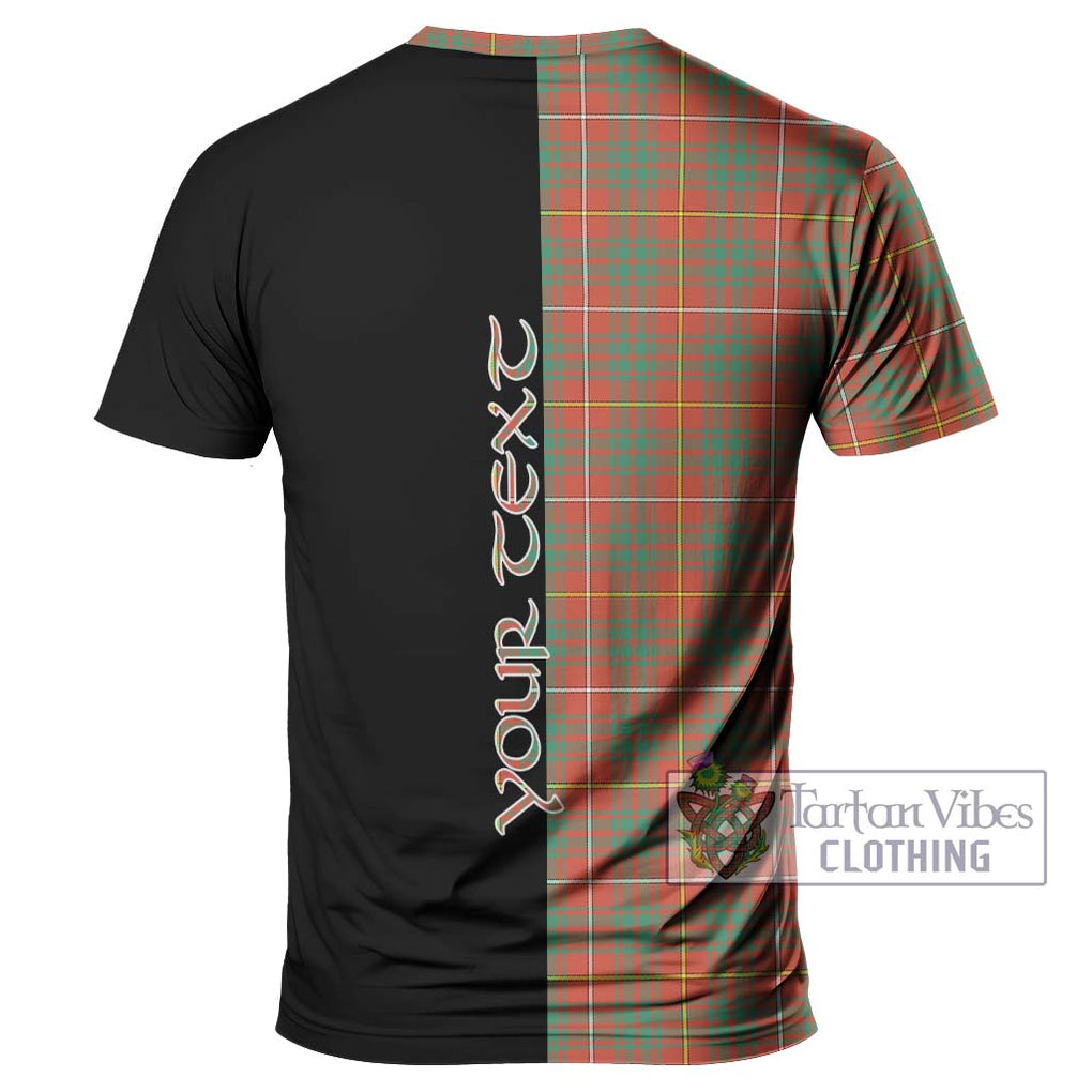 Bruce Ancient Tartan T-Shirt with Family Crest and Half Of Me Style - Tartanvibesclothing Shop