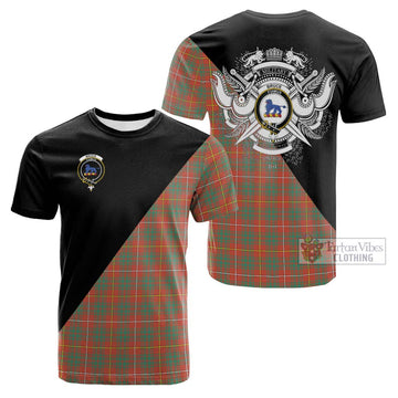 Bruce Ancient Tartan Cotton T-shirt with Family Crest and Military Logo Style