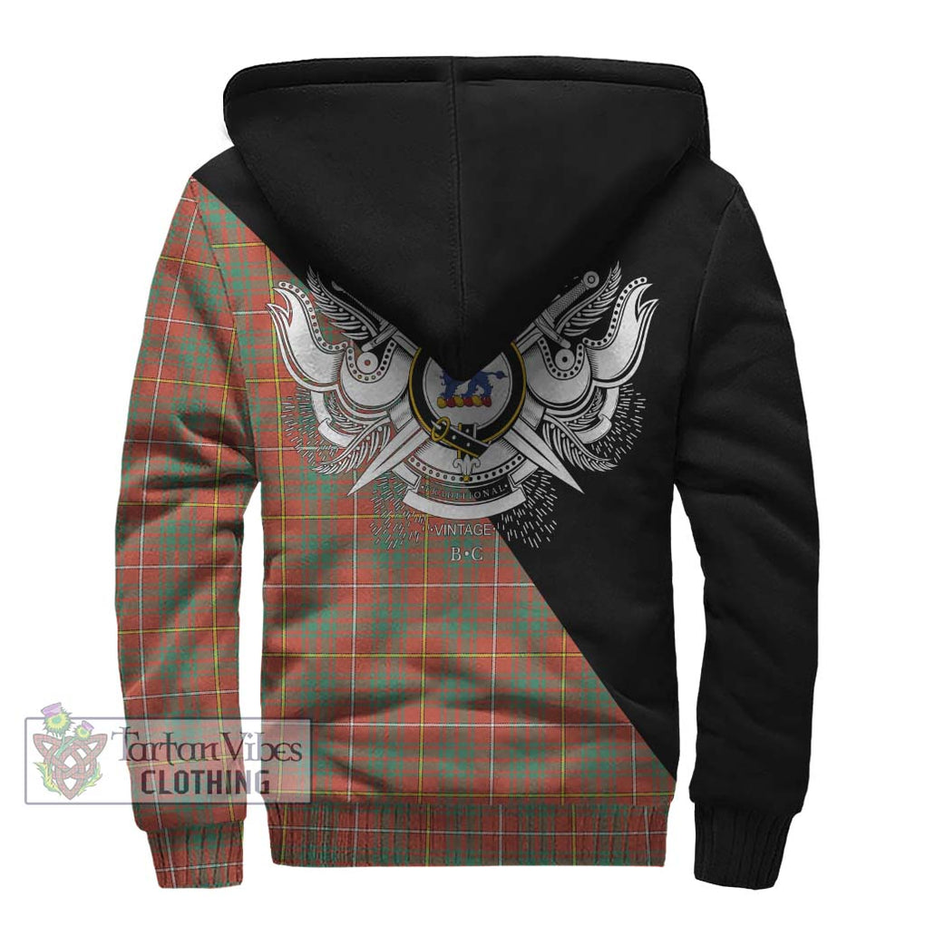 Bruce Ancient Tartan Sherpa Hoodie with Family Crest and Military Logo Style - Tartanvibesclothing Shop