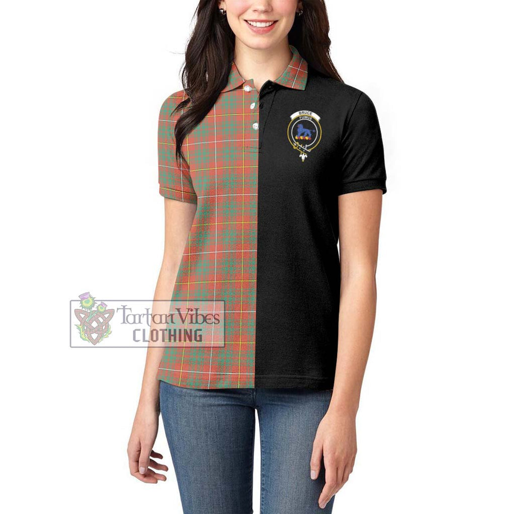 Bruce Ancient Tartan Women's Polo Shirt with Family Crest and Half Of Me Style - Tartanvibesclothing Shop