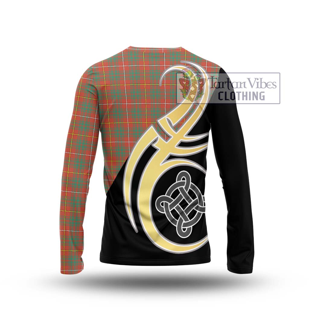 Bruce Ancient Tartan Long Sleeve T-Shirt with Family Crest and Celtic Symbol Style - Tartan Vibes Clothing