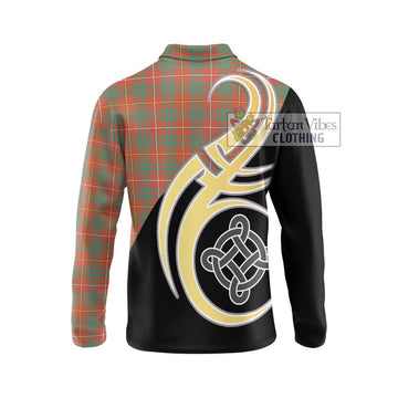 Bruce Ancient Tartan Long Sleeve Polo Shirt with Family Crest and Celtic Symbol Style