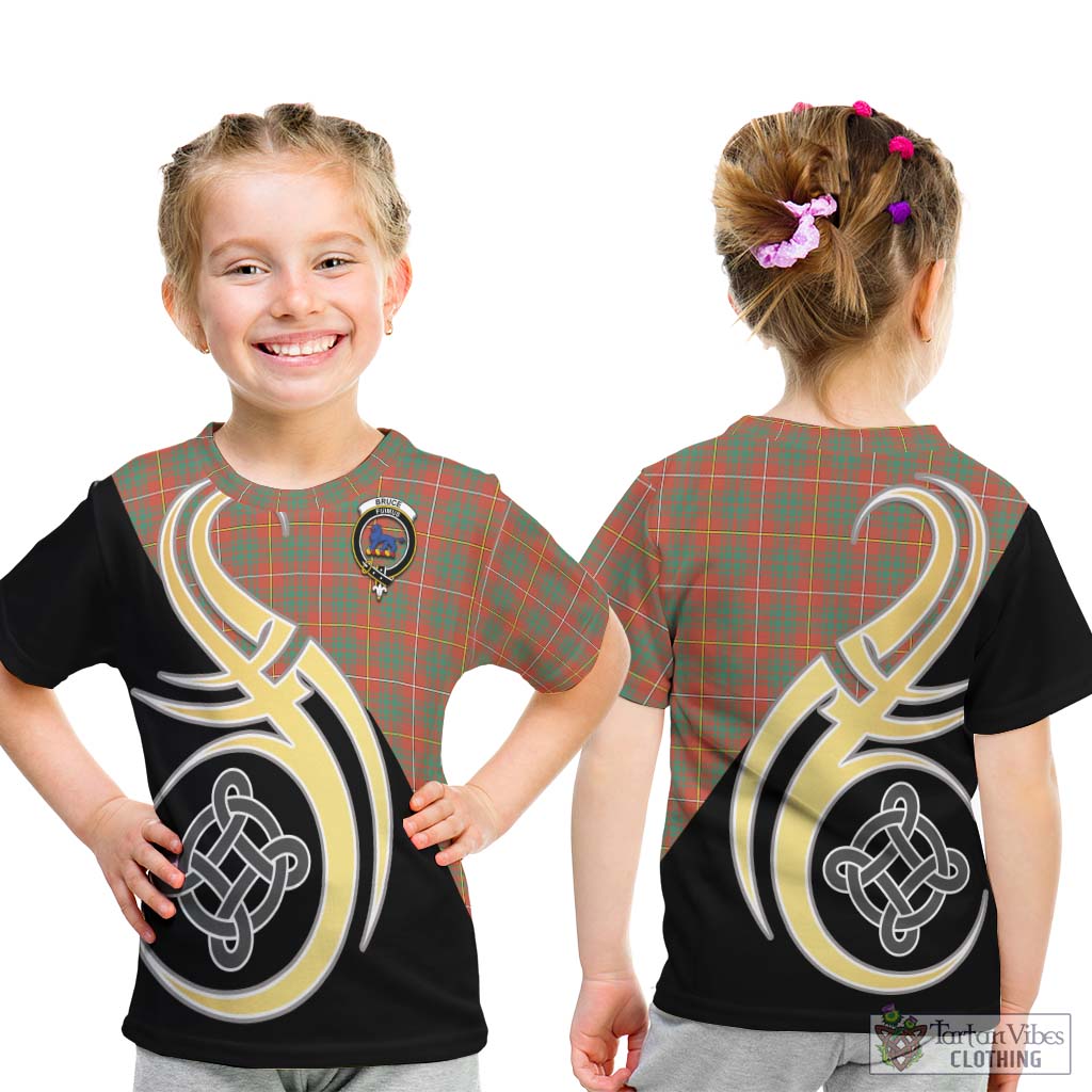 Bruce Ancient Tartan Kid T-Shirt with Family Crest and Celtic Symbol Style - Tartan Vibes Clothing