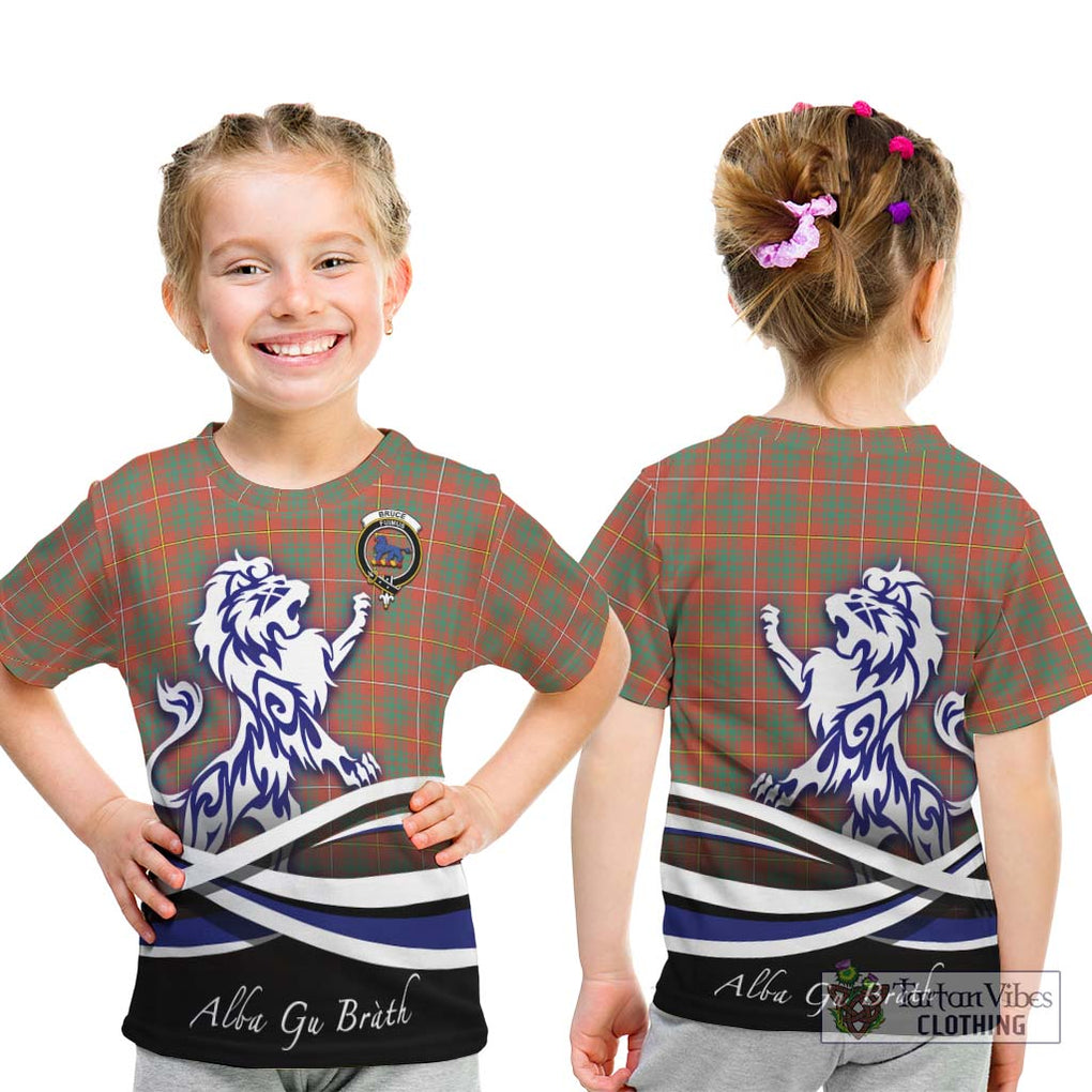 Bruce Ancient Tartan Kid T-Shirt with Alba Gu Brath Regal Lion Emblem - Tartanvibesclothing Shop