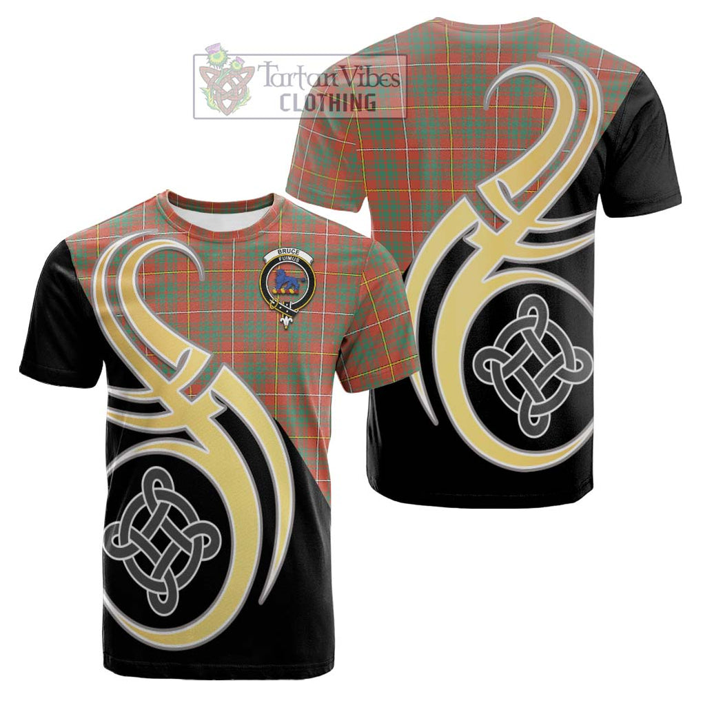 Tartan Vibes Clothing Bruce Ancient Tartan Cotton T-shirt with Family Crest and Celtic Symbol Style