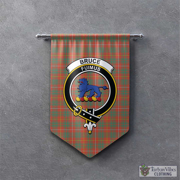 Bruce Ancient Tartan Gonfalon, Tartan Banner with Family Crest