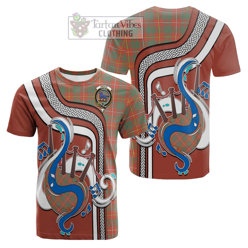 Tartan Vibes Clothing Bruce Ancient Tartan Cotton T-shirt with Epic Bagpipe Style