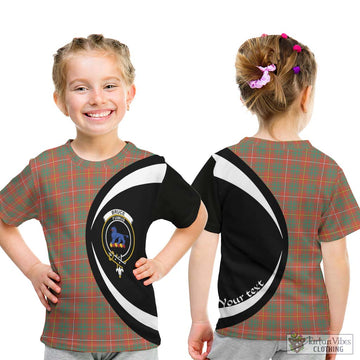 Bruce Ancient Tartan Kid T-Shirt with Family Crest Circle Style