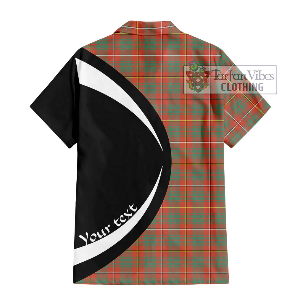 Bruce Ancient Tartan Short Sleeve Button Up with Family Crest Circle Style - Tartan Vibes Clothing