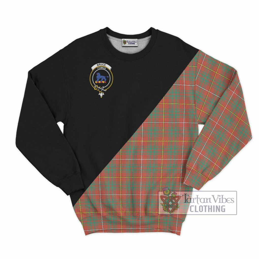 Bruce Ancient Tartan Sweatshirt with Family Crest and Military Logo Style - Tartanvibesclothing Shop