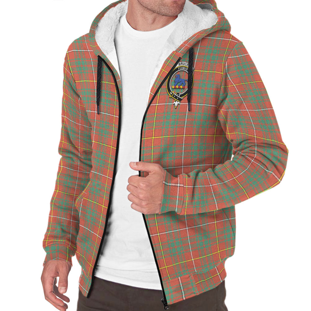 Bruce Ancient Tartan Sherpa Hoodie with Family Crest - Tartanvibesclothing