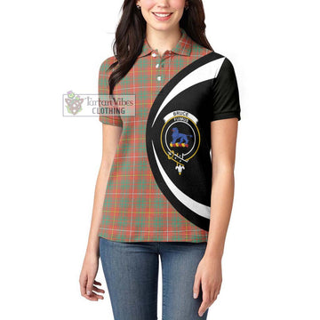 Bruce Ancient Tartan Women's Polo Shirt with Family Crest Circle Style