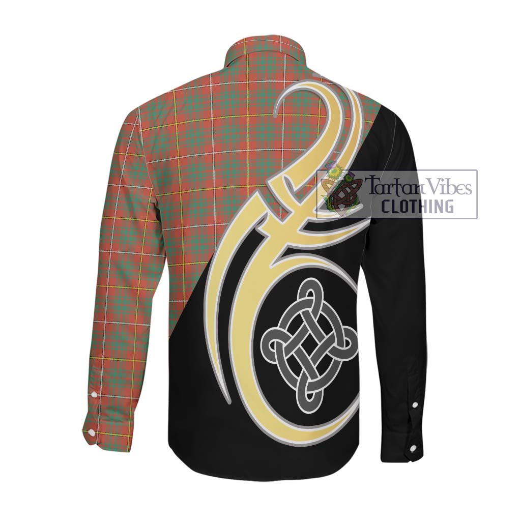 Bruce Ancient Tartan Long Sleeve Button Shirt with Family Crest and Celtic Symbol Style Men's Shirt - Tartan Vibes Clothing