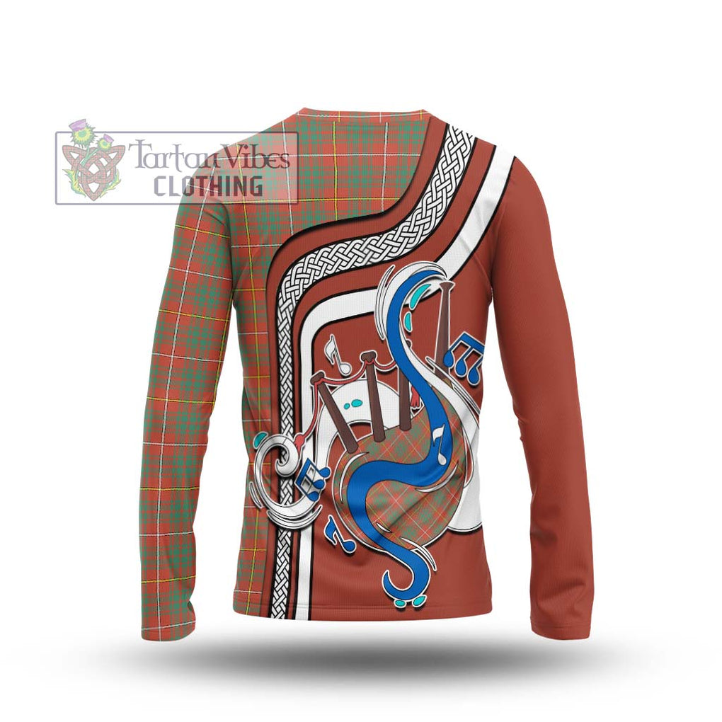 Tartan Vibes Clothing Bruce Ancient Tartan Long Sleeve T-Shirt with Epic Bagpipe Style