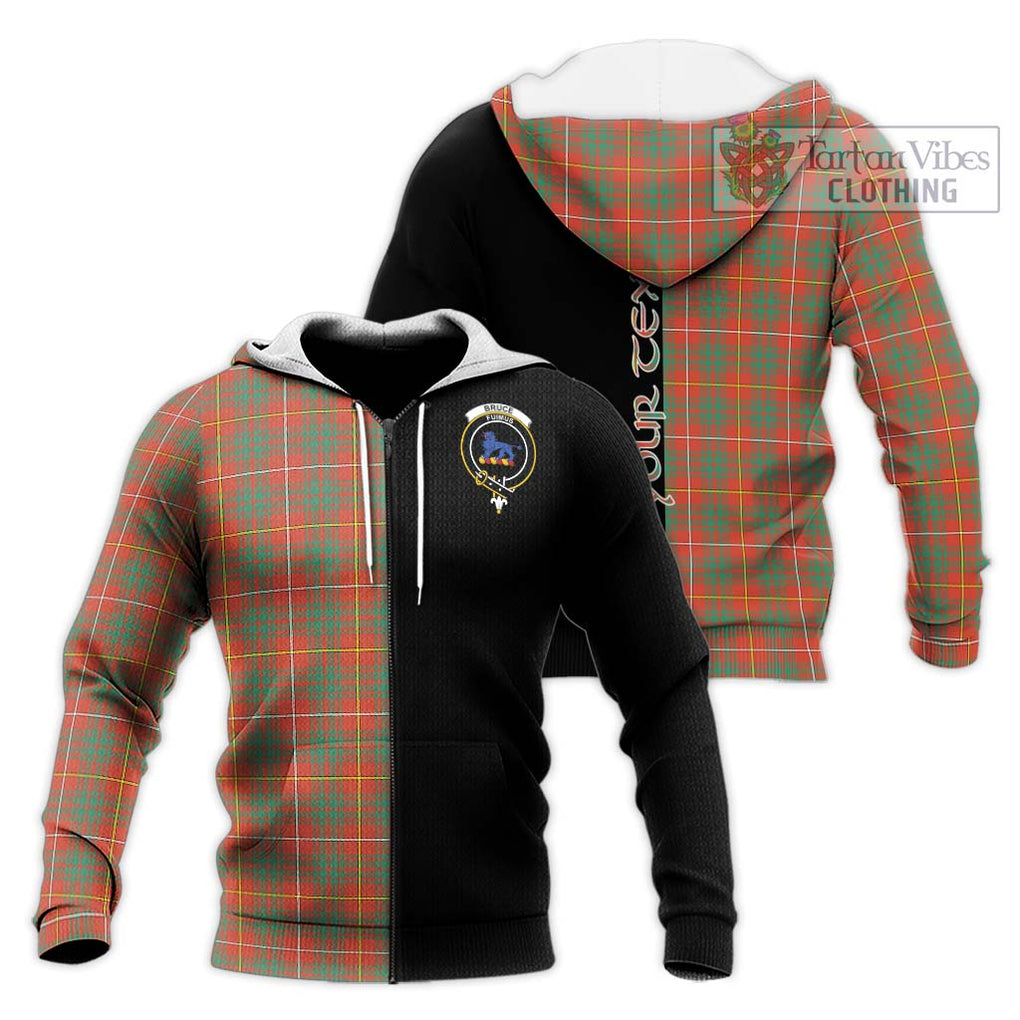 Bruce Ancient Tartan Knitted Hoodie with Family Crest and Half Of Me Style Unisex Knitted Zip Hoodie - Tartanvibesclothing Shop