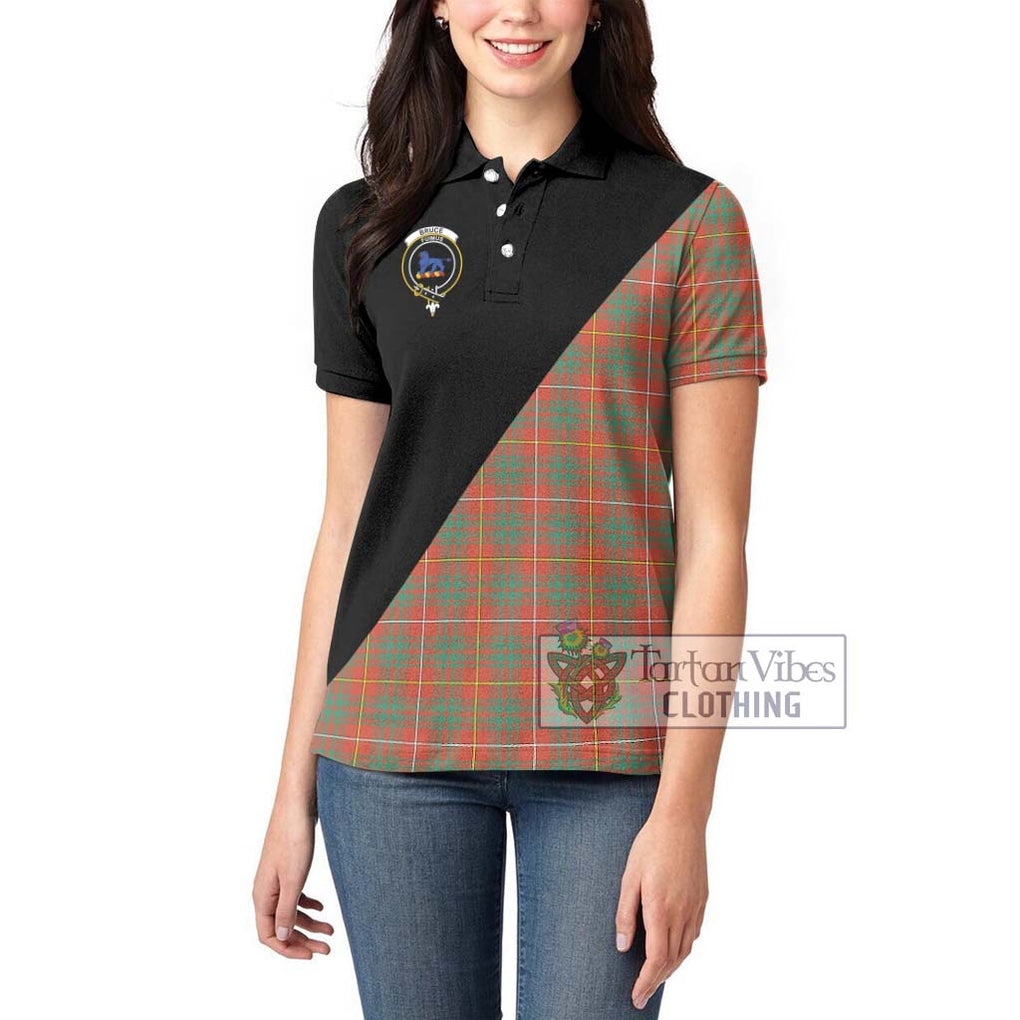 Bruce Ancient Tartan Women's Polo Shirt with Family Crest and Military Logo Style - Tartanvibesclothing Shop