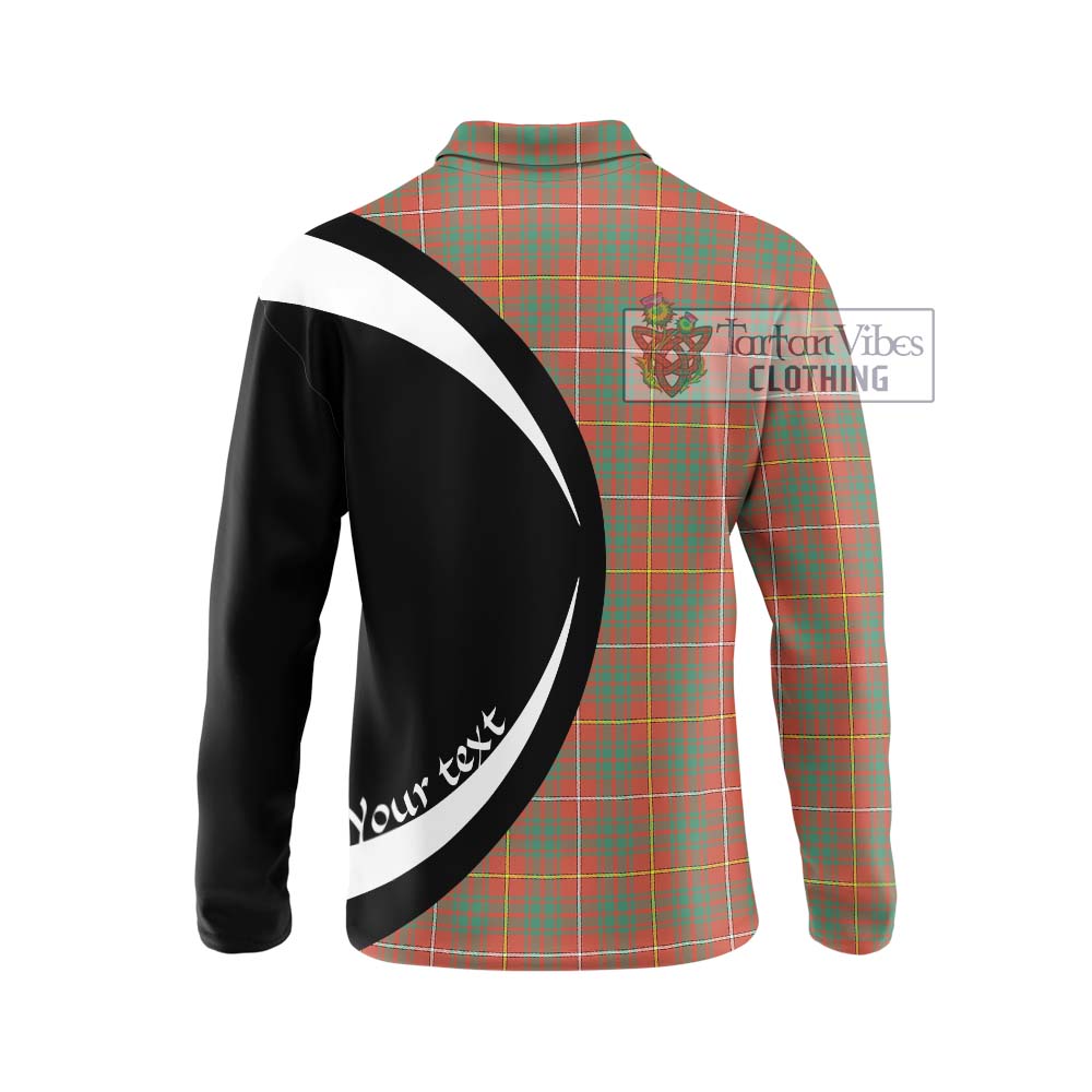 Bruce Ancient Tartan Long Sleeve Polo Shirt with Family Crest Circle Style - Tartan Vibes Clothing