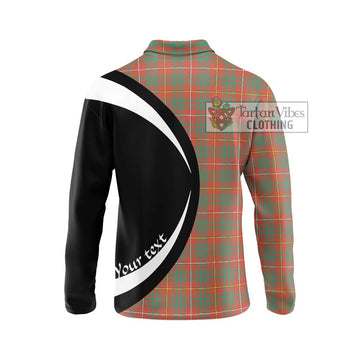 Bruce Ancient Tartan Long Sleeve Polo Shirt with Family Crest Circle Style