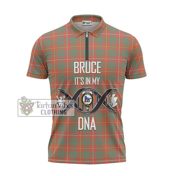 Bruce Ancient Tartan Zipper Polo Shirt with Family Crest DNA In Me Style