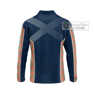 Bruce Ancient Tartan Long Sleeve Polo Shirt with Family Crest and Lion Rampant Vibes Sport Style