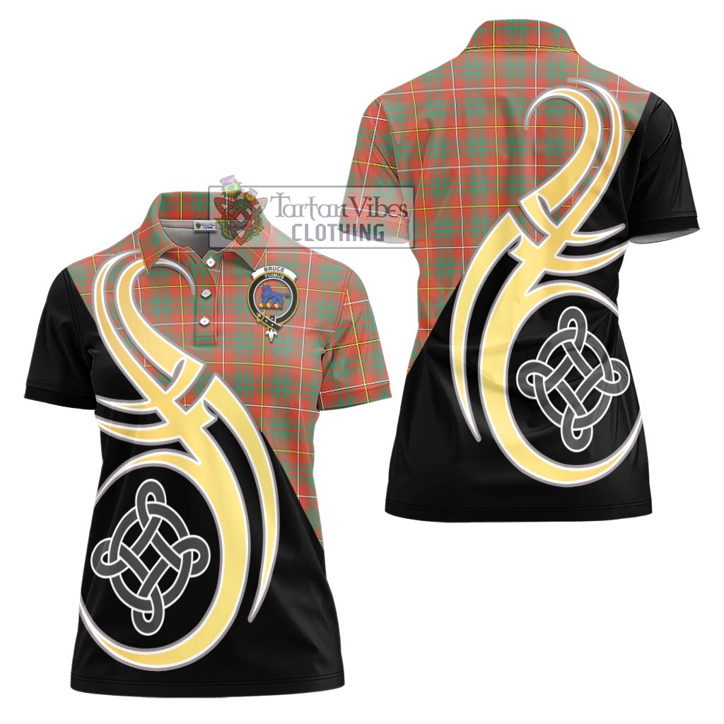 Bruce Ancient Tartan Women's Polo Shirt with Family Crest and Celtic Symbol Style - Tartan Vibes Clothing