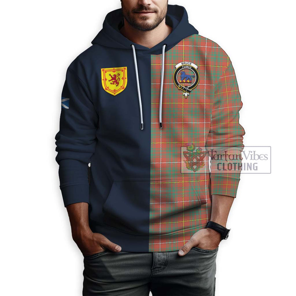 Tartan Vibes Clothing Bruce Ancient Tartan Hoodie with Scottish Lion Royal Arm Half Style