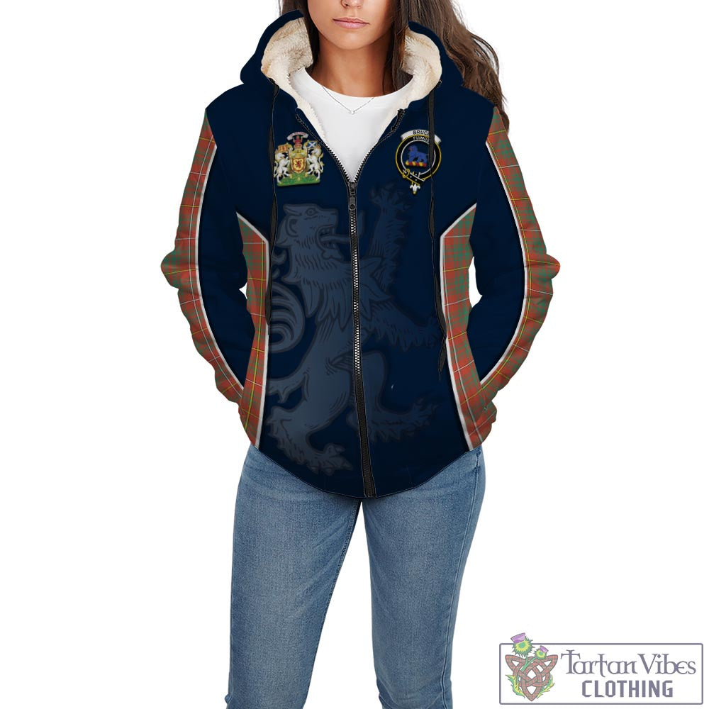 Tartan Vibes Clothing Bruce Ancient Tartan Sherpa Hoodie with Family Crest and Lion Rampant Vibes Sport Style