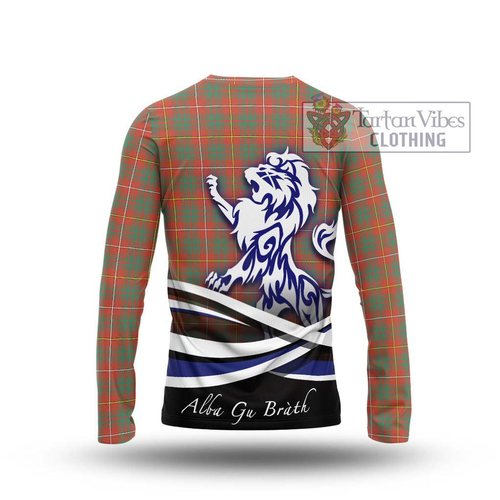 Bruce Ancient Tartan Long Sleeve T-Shirt with Alba Gu Brath Regal Lion Emblem - Tartanvibesclothing Shop