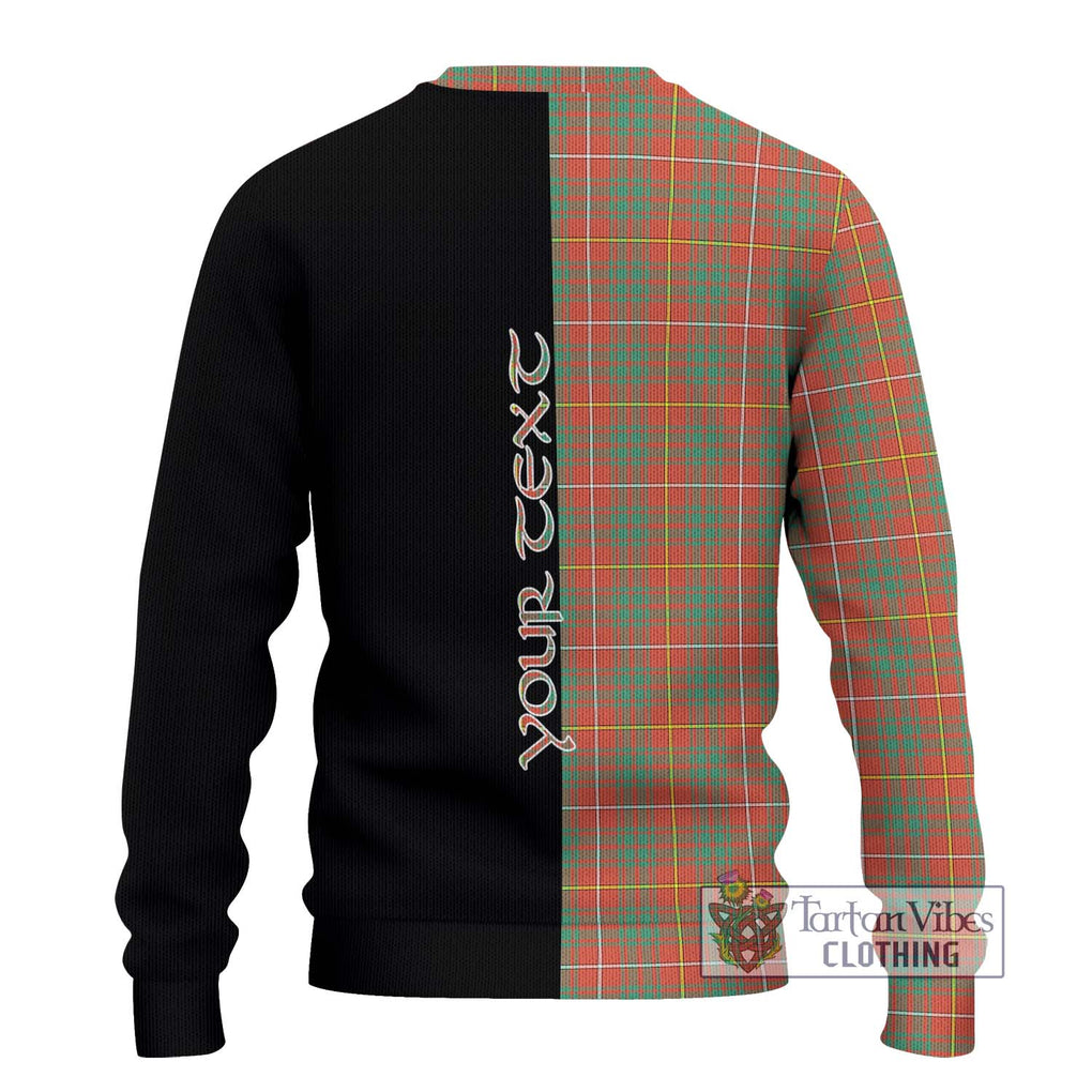 Bruce Ancient Tartan Knitted Sweater with Family Crest and Half Of Me Style - Tartanvibesclothing Shop