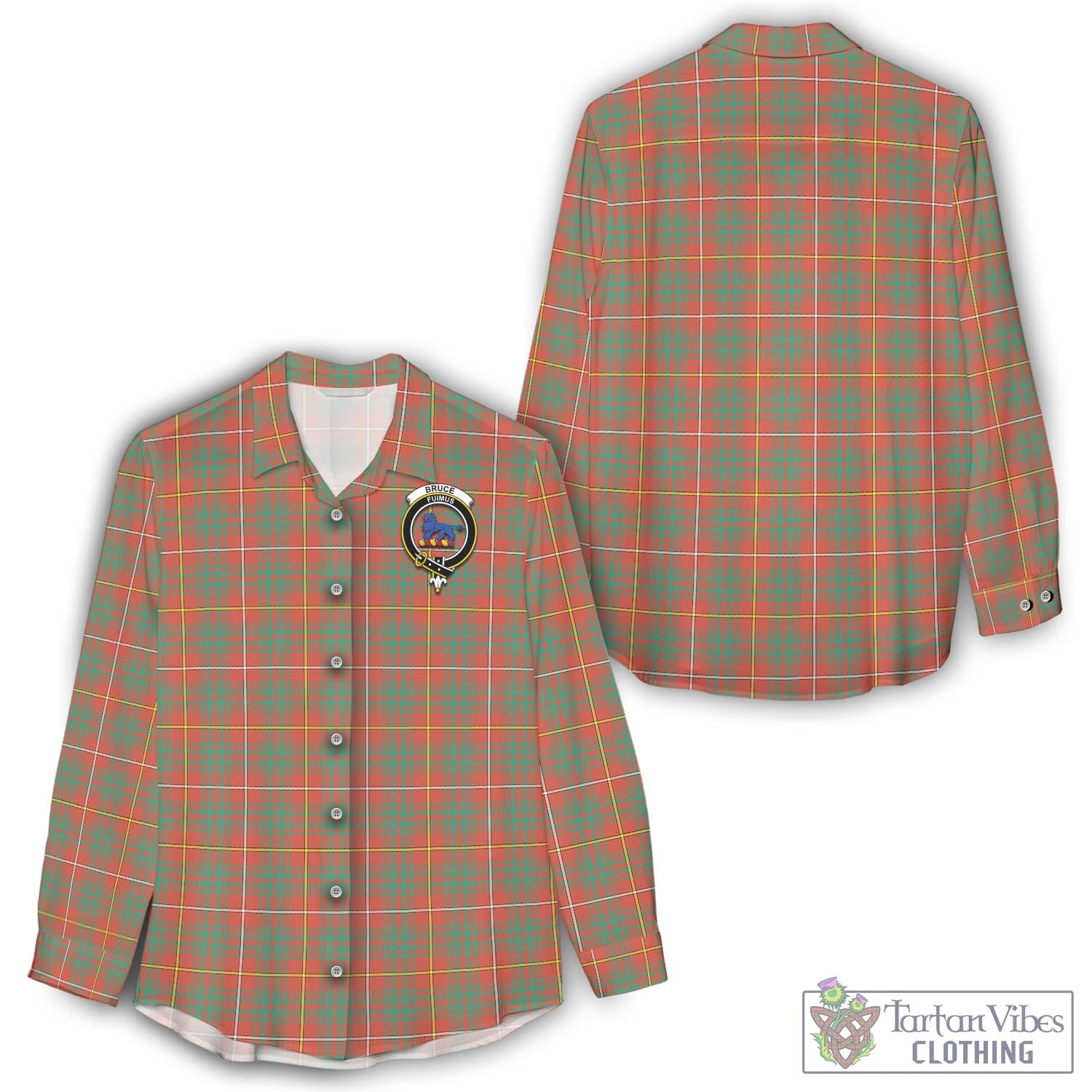 Tartan Vibes Clothing Bruce Ancient Tartan Womens Casual Shirt with Family Crest